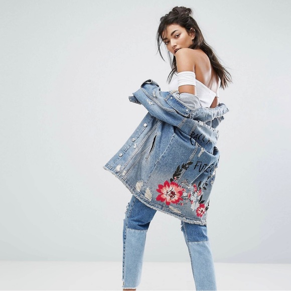 “create your own future”longline denim jacket - Picture 11 of 11